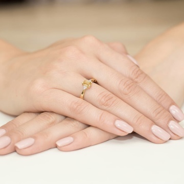 Inel Aur 9K cu Citrin 0.60 ct si Diamante Naturale 0.03 ct - Img 4