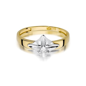 Inel Aur 9K cu Diamant Natural 0.12 ct - Img 2