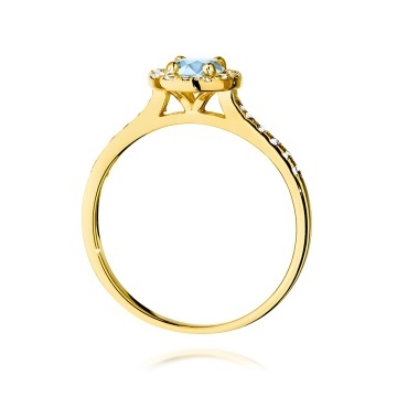 Inel Aur 9K cu Diamante Albastre de Laborator 0.74 ct - Img 3