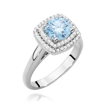 Inel Aur 9K cu Diamante Albastre de Laborator 1.28 ct - Img 5
