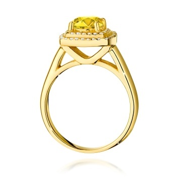 Inel Aur 9K cu Diamante Galbene de Laborator 1.28 ct - Img 3