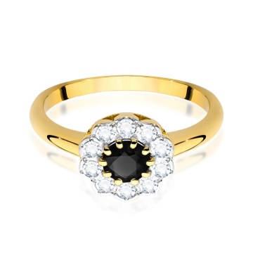 Inel Aur 9K cu Diamante Naturale Albe si Negre 0.80 ct - Img 2