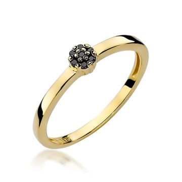 Inel Aur 9K cu Diamante Naturale Negre 0.04 ct