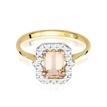 Inel Aur 9K cu Morganit 1.00 ct si Diamante Naturale 0.17 ct - Img 2