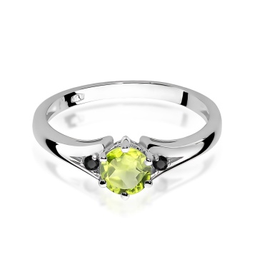 Inel Aur 9K cu Peridot 0.60 ct si Diamante Naturale Negre 0.03 ct - Img 5