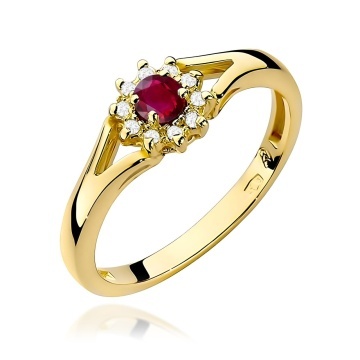 Inel Aur 9K cu Rubin 0.15 ct si Diamante Naturale 0.09 ct - Img 1