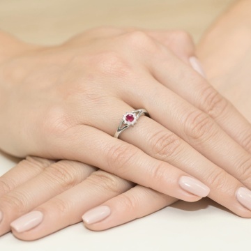 Inel Aur 9K cu Rubin 0.15 ct si Diamante Naturale 0.09 ct - Img 8