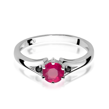 Inel Aur 9K cu Rubin 0.60 ct si Diamante Naturale Negre 0.03 ct - Img 5