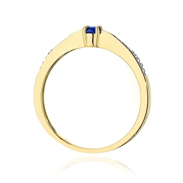 Inel Aur 9K cu Safir 0.15 ct si Diamante Naturale 0.01 ct - Img 3