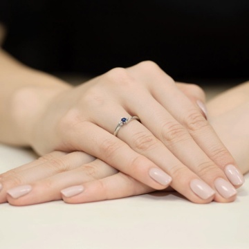 Inel Aur 9K cu Safir 0.15 ct si Diamante Naturale 0.02 ct - Img 8