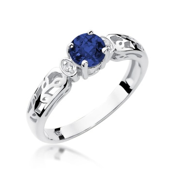 Inel Aur 9K cu Safir 0.50 ct si Diamante Naturale 0.02 ct - Img 5