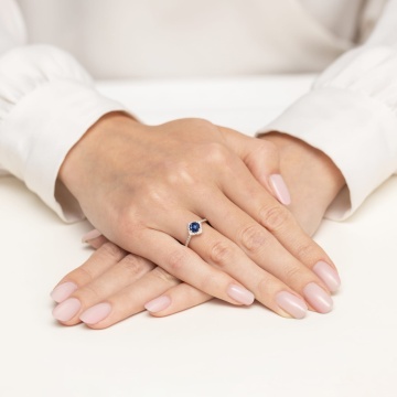 Inel Aur 9K cu Safir 0.50 ct si Diamante Naturale 0.13 ct - Img 4