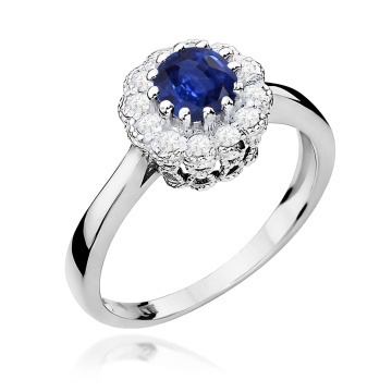 Inel Aur 9K cu Safir 0.50 ct si Diamante Naturale 0.17 ct - Img 4