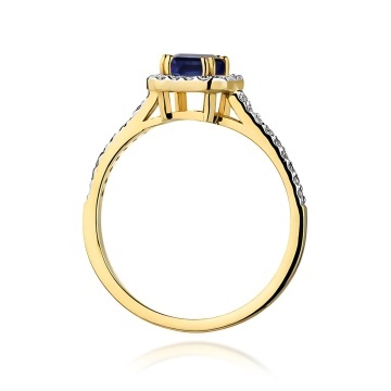 Inel Aur 9K cu Safir 0.60 ct si Diamante Naturale 0.22 ct - Img 3