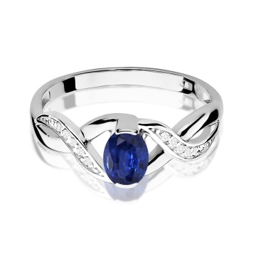 Inel Aur 9K cu Safir 0.70 ct si Diamante Naturale 0.05 ct - Img 6