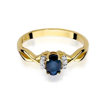 Inel Aur 9K cu Safir 0.70 ct si Diamante Naturale 0.05 ct - Img 2