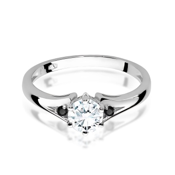 Inel Aur 9K cu Safir Alb 0.60 ct si Diamante Naturale Negre 0.03 ct - Img 5