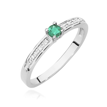 Inel Aur 9K cu Smarald 0.15 ct si Diamante Naturale 0.05 ct - Img 5