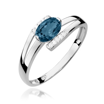 Inel Aur 9K cu Topaz London Blue 0.50 ct si Diamante Naturale 0.05 ct - Img 5