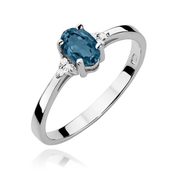 Inel Aur 9K cu Topaz London Blue 0.50 ct si Diamante Naturale 0.05 ct - Img 5