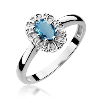 Inel Aur 9K cu Topaz London Blue 0.50 ct si Diamante Naturale 0.07 ct - Img 5