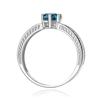 Inel Aur 9K cu Topaz London Blue 0.50 ct si Diamante Naturale 0.08 ct - Img 7