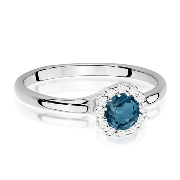 Inel Aur 9K cu Topaz London Blue 0.50 ct si Diamante Naturale 0.10 ct - Img 6