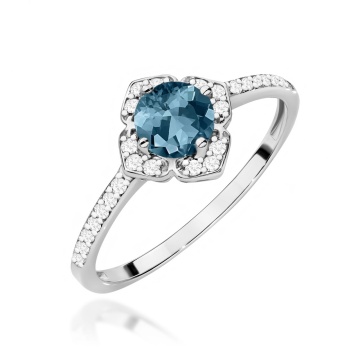 Inel Aur 9K cu Topaz London Blue 0.50 ct si Diamante Naturale 0.13 ct - Img 5