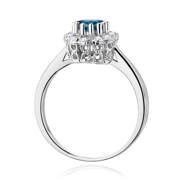 Inel Aur 9K cu Topaz London Blue 0.50 ct si Diamante Naturale 0.17 ct - Img 5