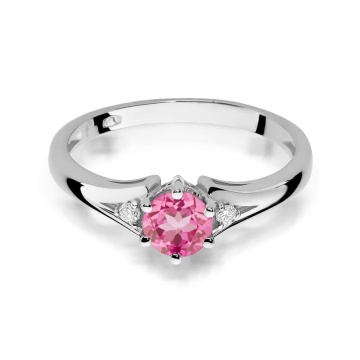 Inel Aur 9K cu Topaz Roz 0.60 ct si Diamante Naturale 0.03 ct - Img 6
