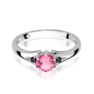 Inel Aur 9K cu Topaz Roz 0.60 ct si Diamante Naturale Negre 0.03 ct - Img 5