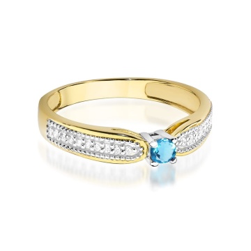 Inel Aur 9K cu Topaz Swiss 0.15 ct si Diamante Naturale 0.09 ct - Img 2