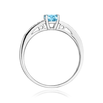 Inel Aur 9K cu Topaz Swiss 0.50 ct si Diamante Naturale 0.05 ct - Img 6
