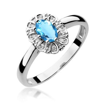 Inel Aur 9K cu Topaz Swiss 0.50 ct si Diamante Naturale 0.07 ct - Img 5