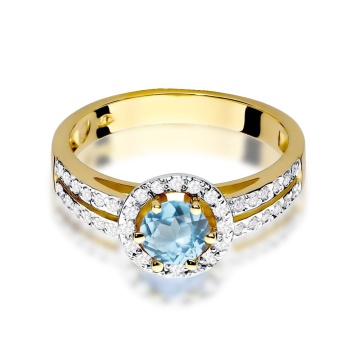 Inel Aur 9K cu Topaz Swiss 0.50 ct si Diamante Naturale 0.20 ct - Img 2