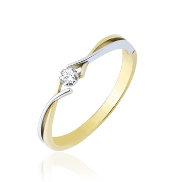 Inel Clasic Din Aur 14K În Două Culori Cu Zirconiu - Img 3
