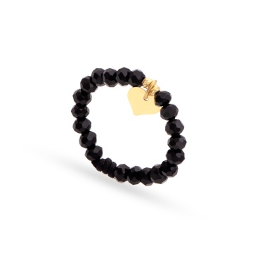 Inel Crystal cu snur si Inimioara din Aur 14K - Img 2