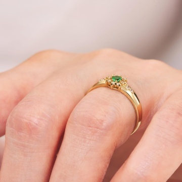 Inel din Aur 8K cu Zirconii Floare - Img 3