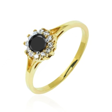 Inel elegant cu flori din aur, negru pr. 333 2.1455c - Img 2