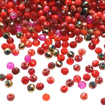 Mix cristale rondele 4mm multicolor rosu ~ aprox 410 buc - Img 1