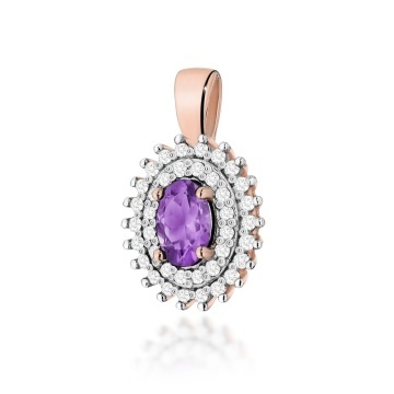 Pandantiv Aur 14K cu Ametist 0.40 ct si Diamante Naturale 0.19 ct - Img 5