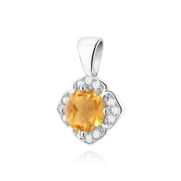 Pandantiv Aur 14K cu Citrin 0.50 ct si Diamante Naturale 0.06 ct - Img 5