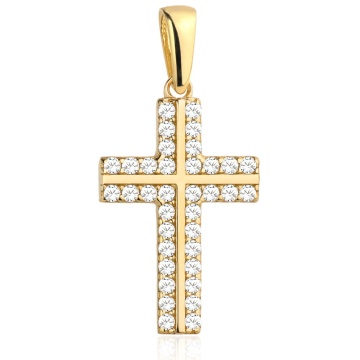 Pandantiv Aur 14k cu Cruce si Zirconii Albe - Img 2