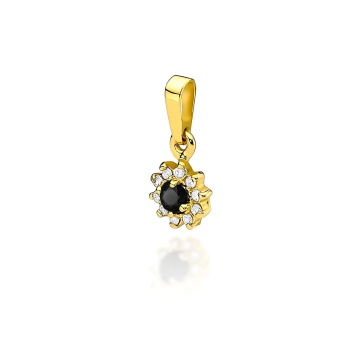 Pandantiv Aur 14K cu Diamante Naturale Albe si Negre 0.21 ct