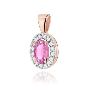 Pandantiv Aur 14K cu Pink Sapphire 0.45 ct si Diamante Naturale 0.08 ct - Img 4
