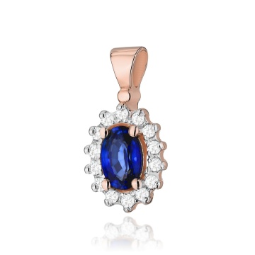 Pandantiv Aur 14K cu Safir 0.70 ct si Diamante Naturale 0.12 ct - Img 2