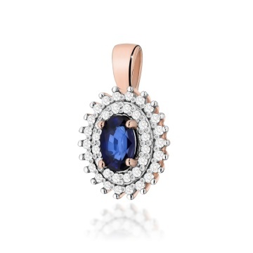 Pandantiv Aur 14K cu Safir 0.70 ct si Diamante Naturale 0.19 ct - Img 5