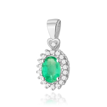 Pandantiv Aur 14K cu Smarald 0.40 ct si Diamante Naturale 0.10 ct - Img 3