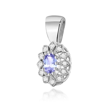 Pandantiv Aur 14K cu Tanzanit 0.40 ct si Diamante Naturale 0.10 ct - Img 5