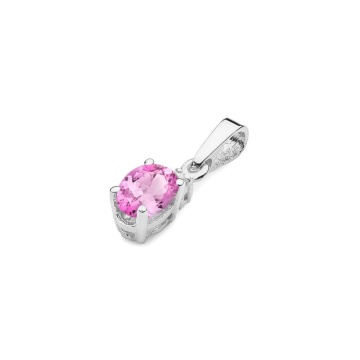 Pandantiv Aur 14K cu Topaz Roz 0.50 ct si Diamant Natural 0.01 ct - Img 5